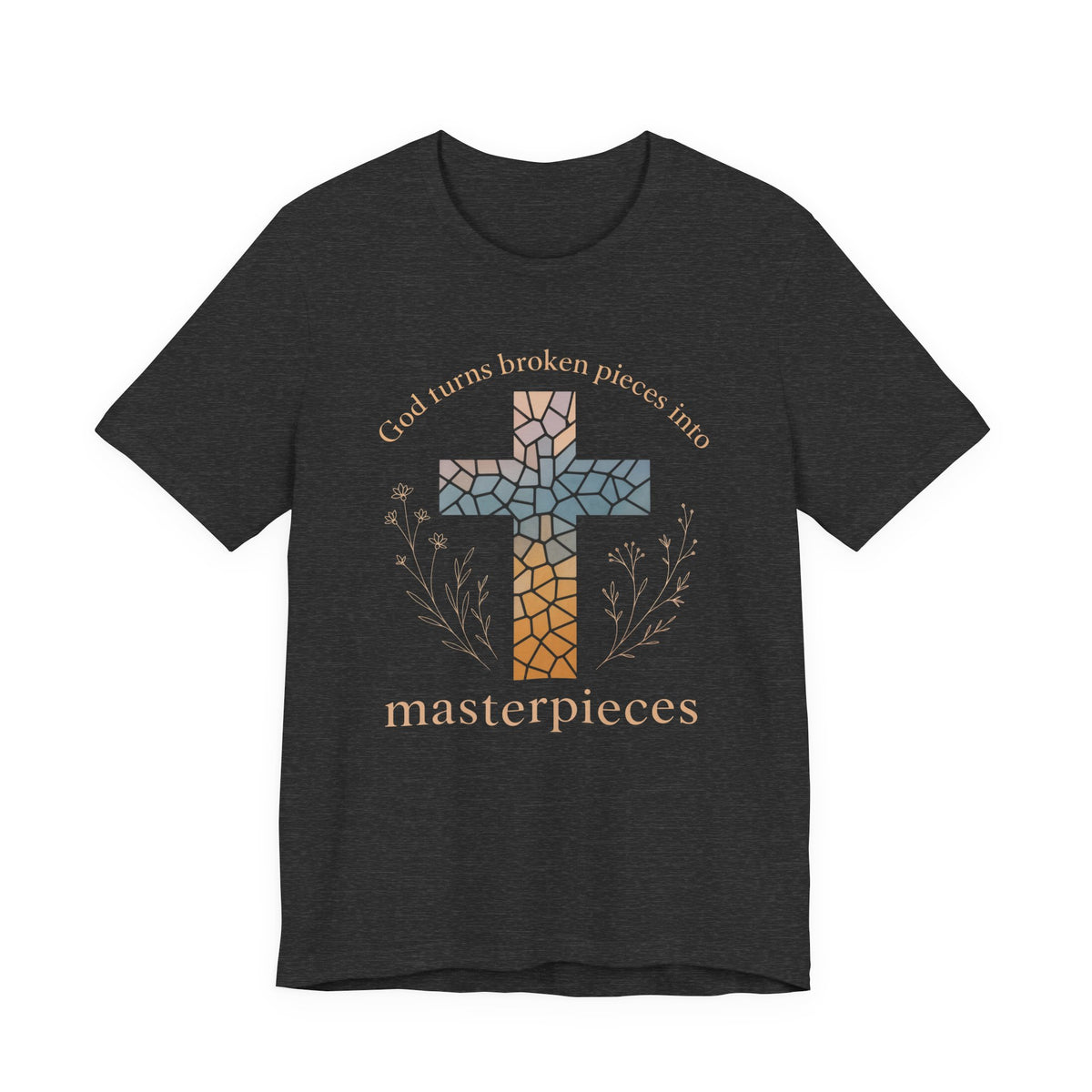 Christian Shirt for Women – God Turns Broken Pieces Into Masterpieces Tee | Inspirational Faith T-Shirt | Uplifting Christian Gift